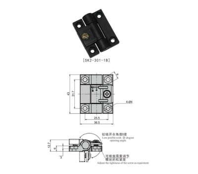 SK2-301 Петля накладная с крутящим моментом, пластик