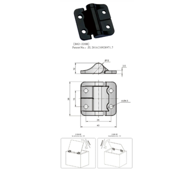 SK2-220 Петля накладная с крутящим моментом, цинковый сплав